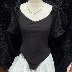 Ces Femme Black V-Neck Bodysuit